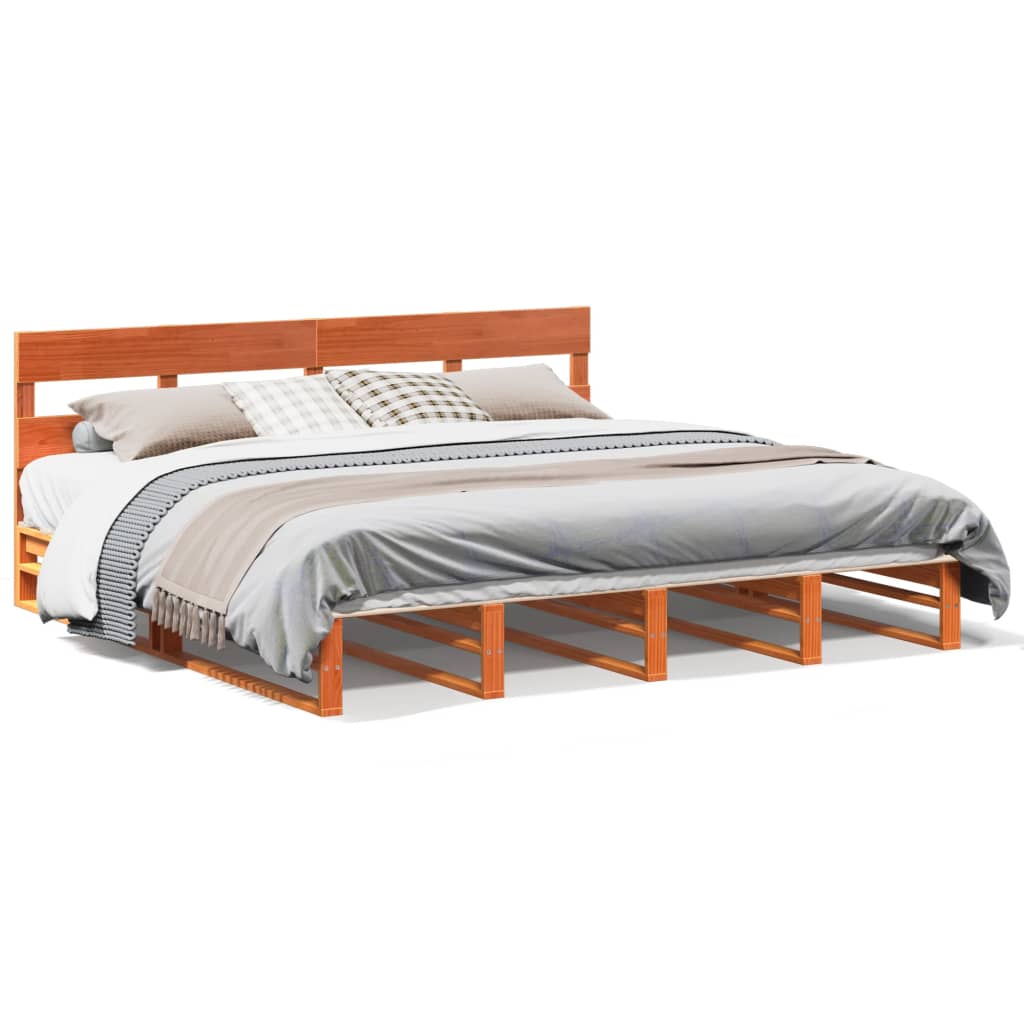 sengeramme uden madras 200x200 cm massivt fyrretræ gyldenbrun