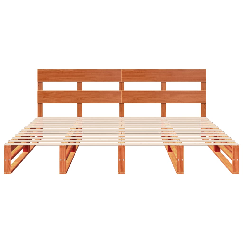 sengeramme uden madras 200x200 cm massivt fyrretræ gyldenbrun