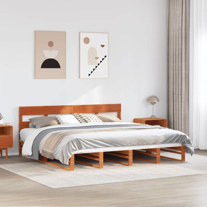 sengeramme uden madras 200x200 cm massivt fyrretræ gyldenbrun