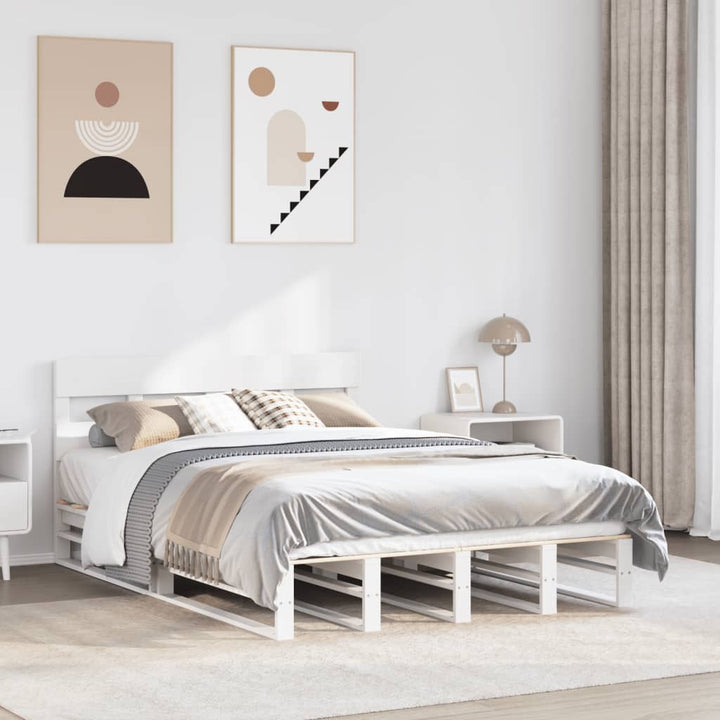 sengeramme uden madras 120x190 cm massivt fyrretræ hvid