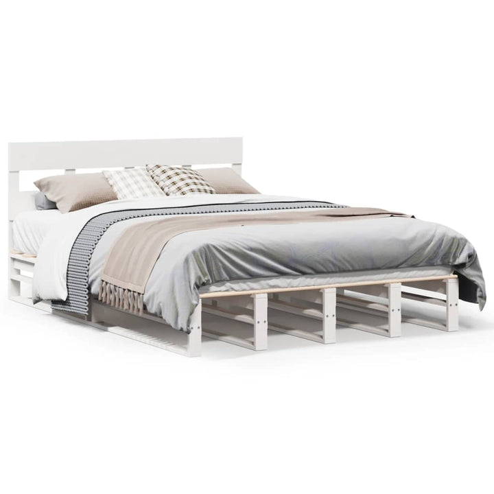 sengeramme uden madras 135x190 cm massivt fyrretræ hvid