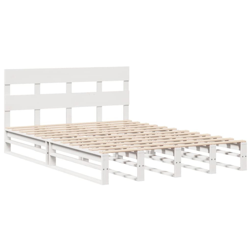 sengeramme uden madras 135x190 cm massivt fyrretræ hvid