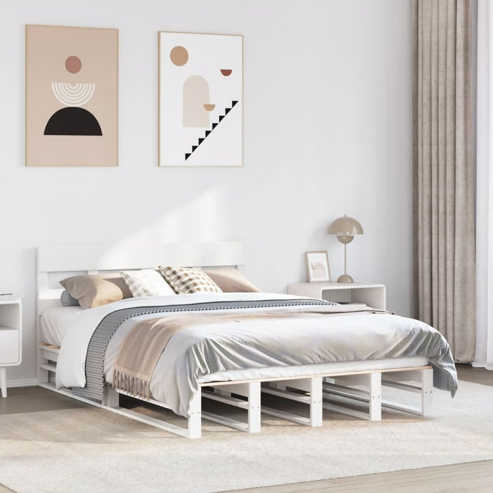 sengeramme uden madras 135x190 cm massivt fyrretræ hvid