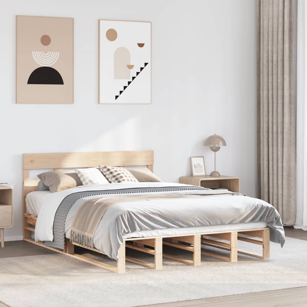 sengeramme uden madras 140x190 cm massivt fyrretræ