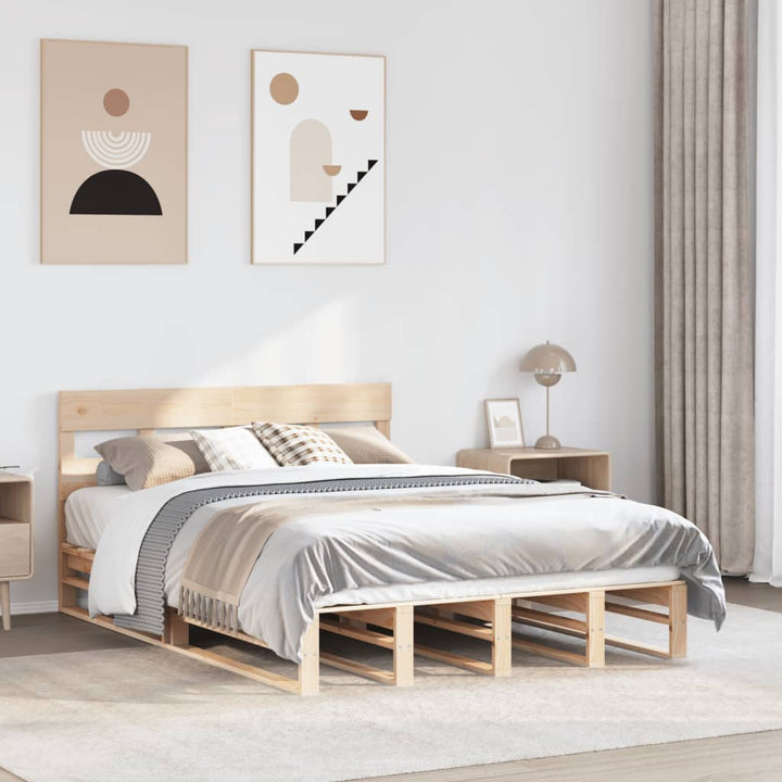 sengeramme uden madras 140x190 cm massivt fyrretræ