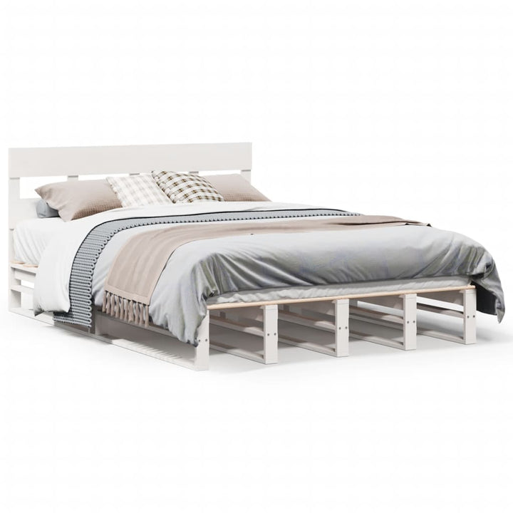sengeramme uden madras 140x190 cm massivt fyrretræ hvid
