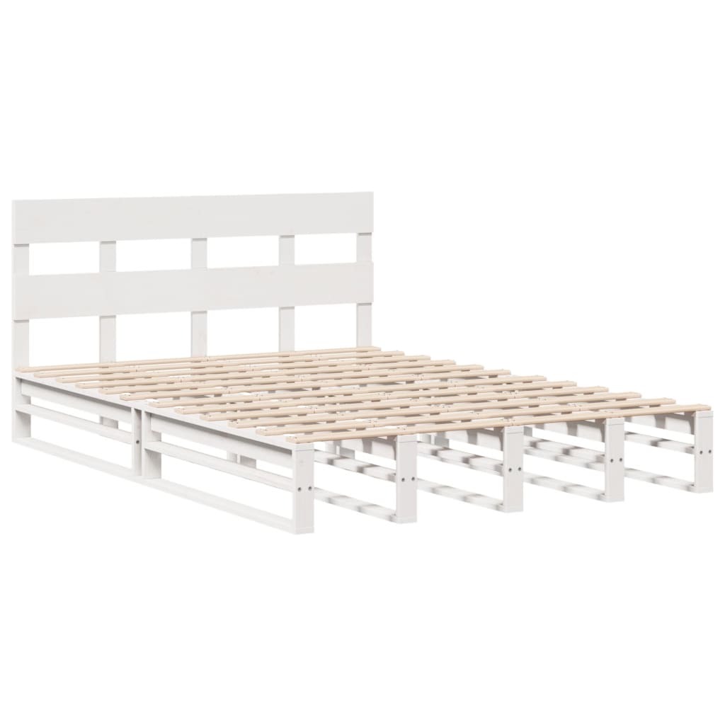 sengeramme uden madras 140x190 cm massivt fyrretræ hvid