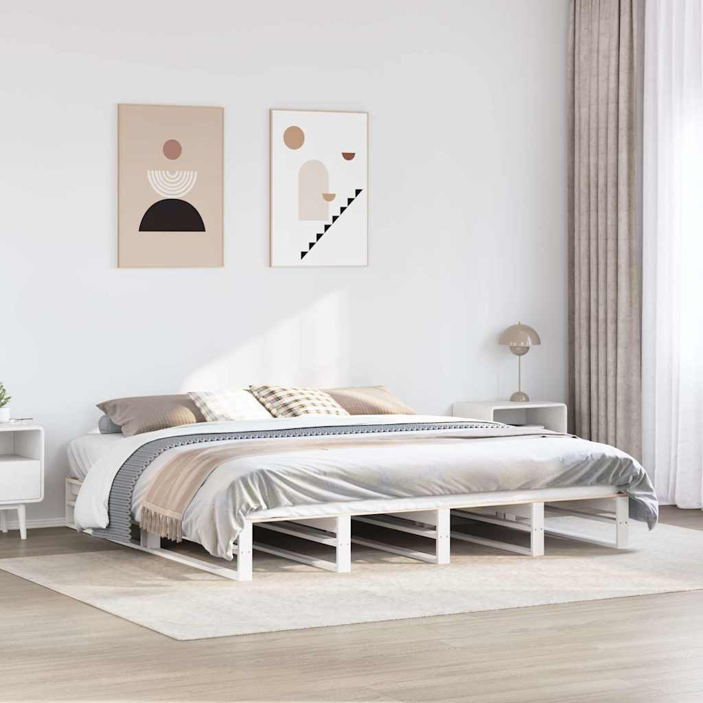 sengeramme uden madras 180x200 cm massivt fyrretræ hvid