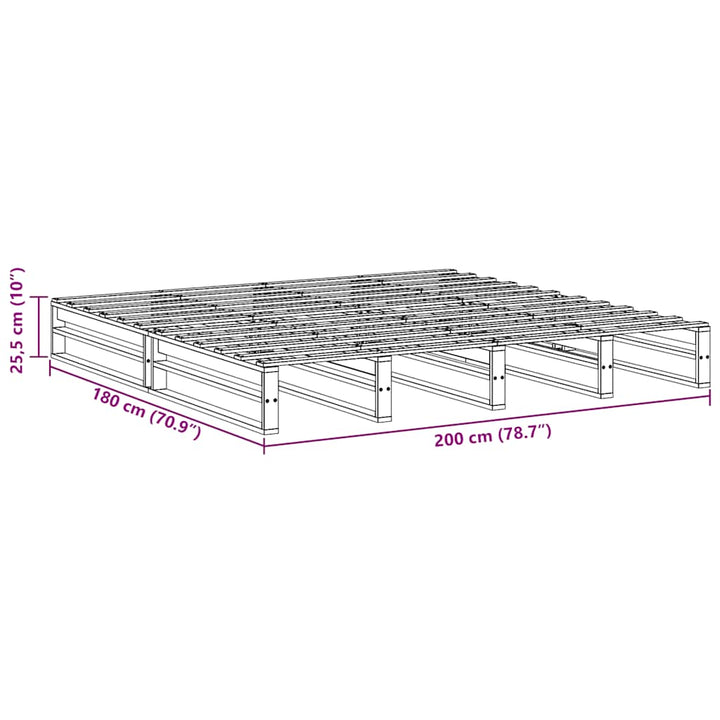 sengeramme uden madras 200x200 cm massivt fyrretræ