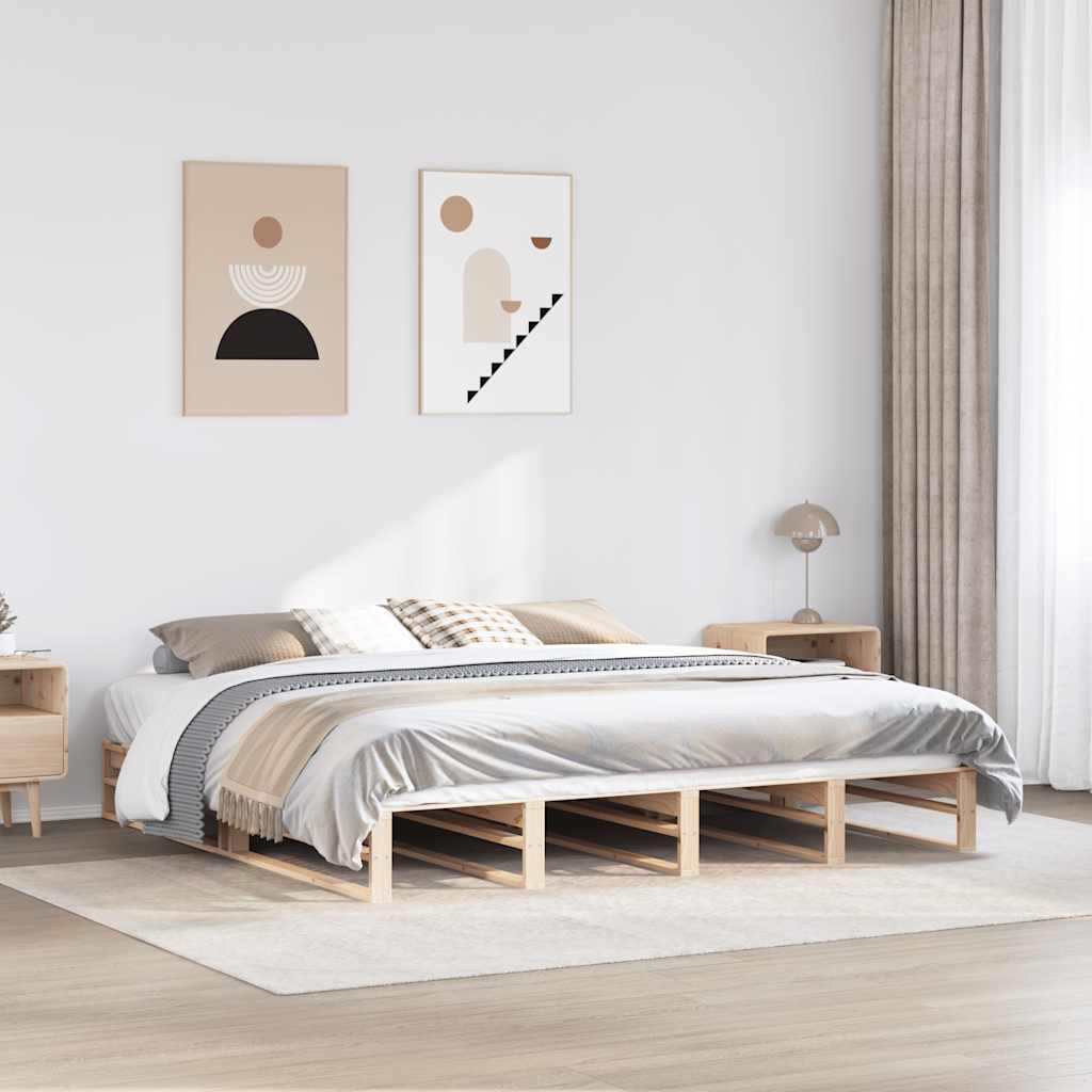 sengeramme uden madras 200x200 cm massivt fyrretræ