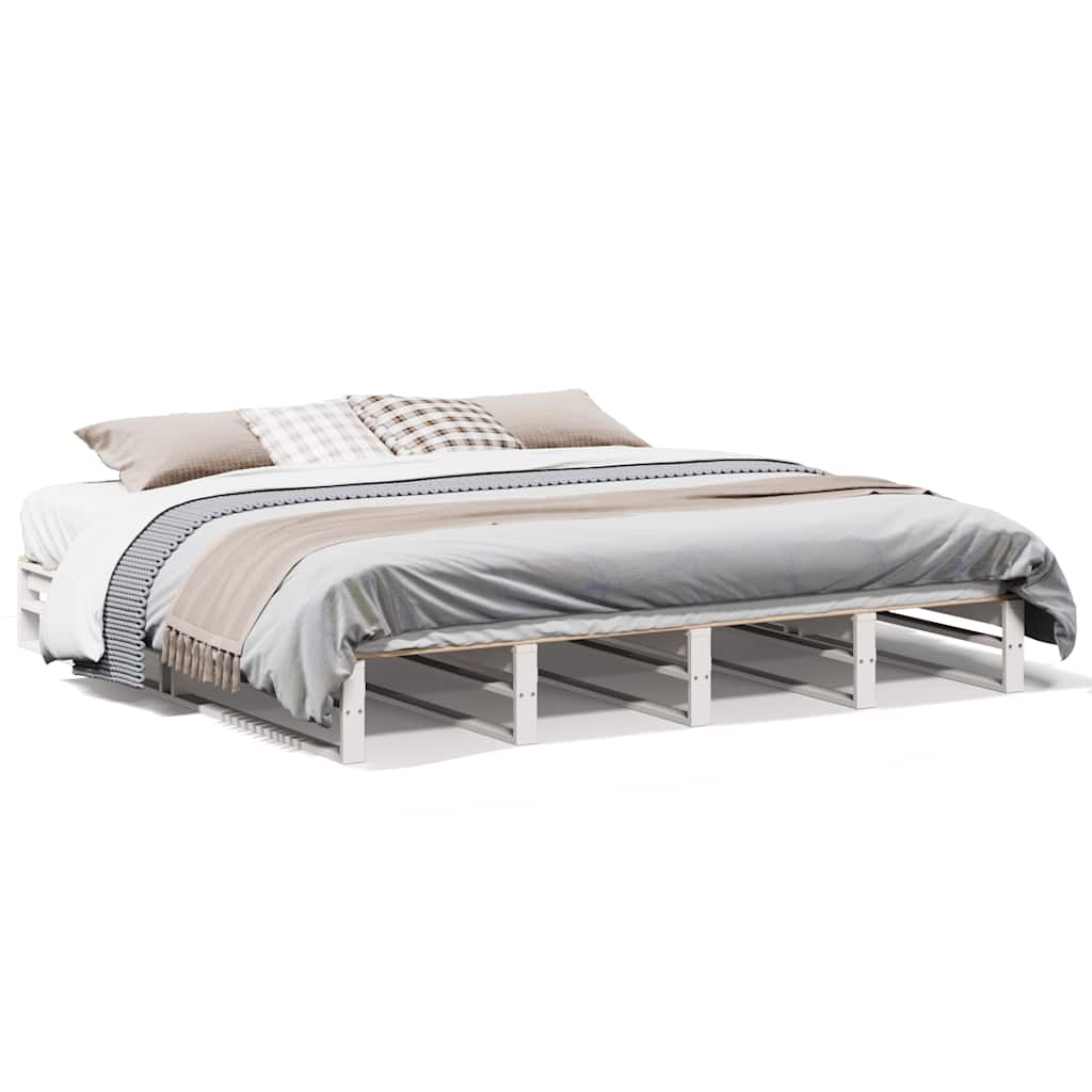 sengeramme uden madras 200x200 cm massivt fyrretræ hvid