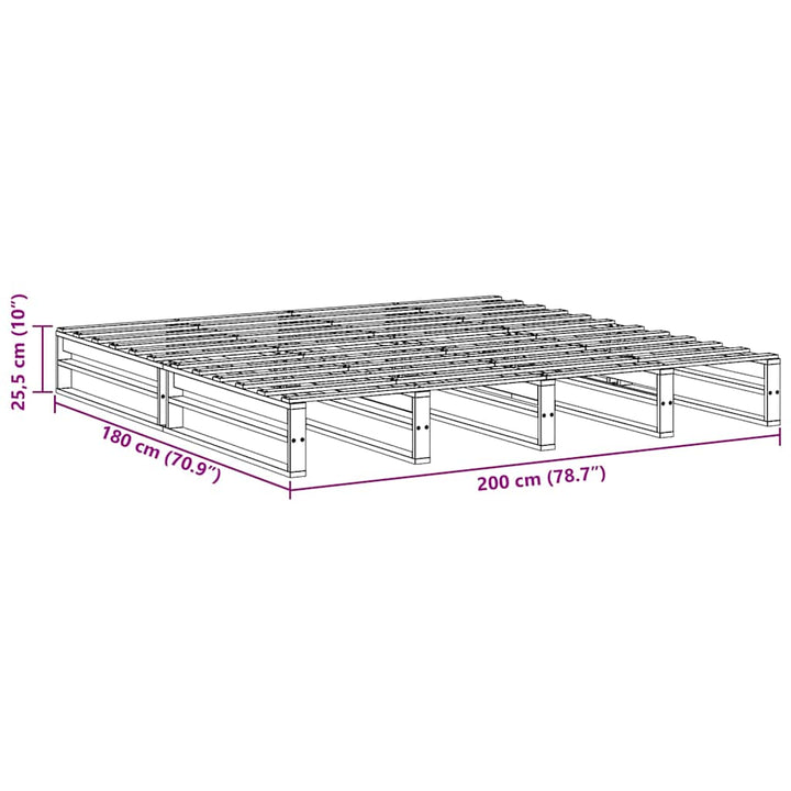 sengeramme uden madras 200x200 cm massivt fyrretræ hvid