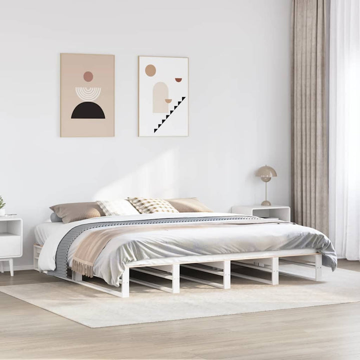sengeramme uden madras 200x200 cm massivt fyrretræ hvid