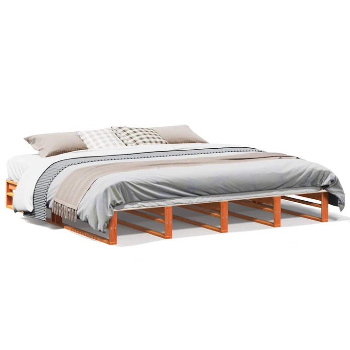 sengeramme uden madras 200x200 cm massivt fyrretræ gyldenbrun