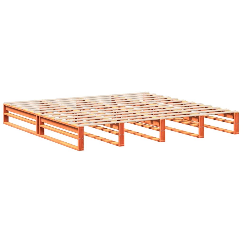 sengeramme uden madras 200x200 cm massivt fyrretræ gyldenbrun
