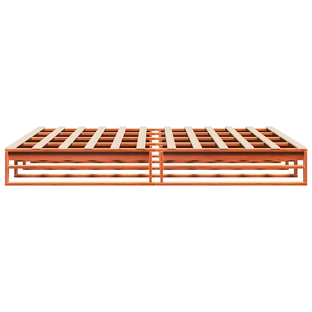sengeramme uden madras 200x200 cm massivt fyrretræ gyldenbrun