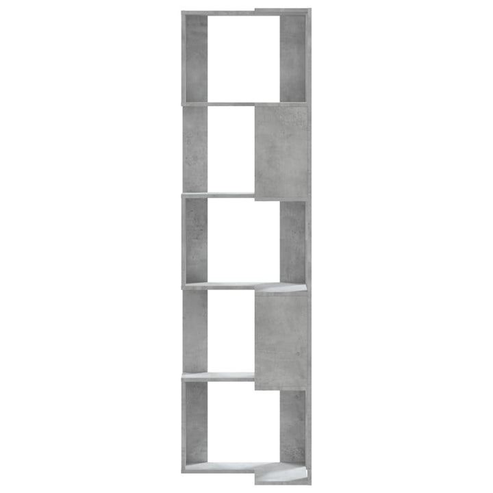 bogreol til hjørne 50x50x179cm 5hylder konstrueret træ betongrå