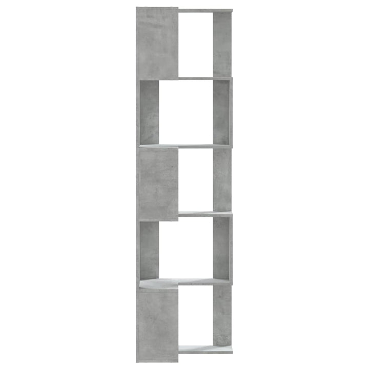 bogreol til hjørne 50x50x179cm 5hylder konstrueret træ betongrå