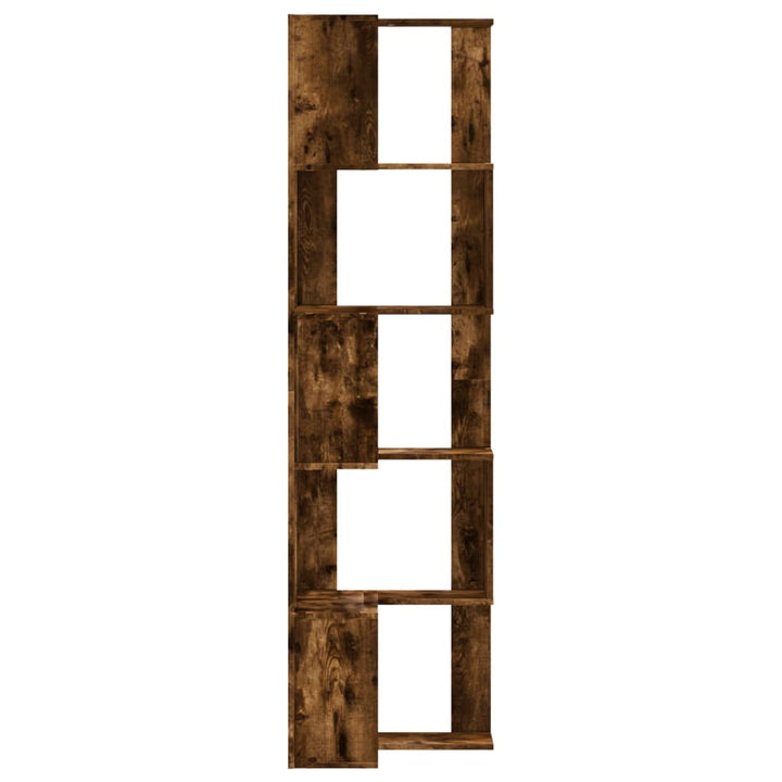 bogreol til hjørne 50x50x179cm 5hylder konstrueret træ røget eg