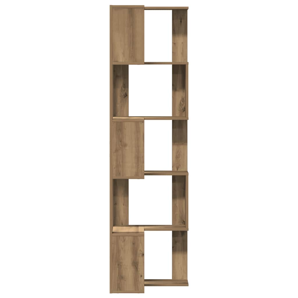 bogreol til hjørne 50x50x179 cm 5 hylder konstrueret træ eg