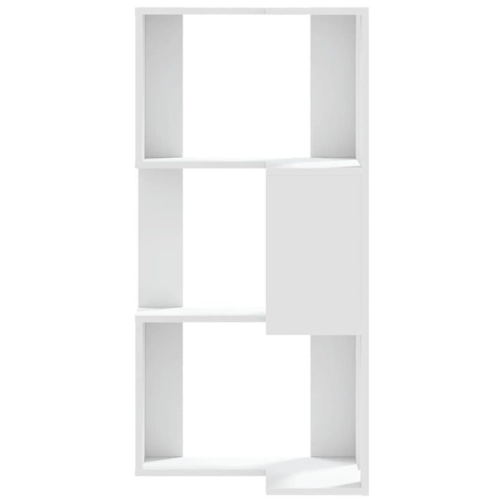 bogreol til hjørne 50x50x102 cm 3 hylder konstrueret træ hvid