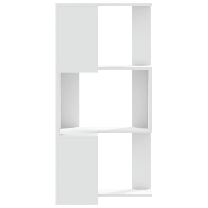 bogreol til hjørne 50x50x102 cm 3 hylder konstrueret træ hvid