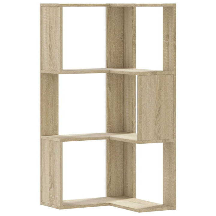 bogreol til hjørne 50x50x102 cm 3 hylder konstrueret træ