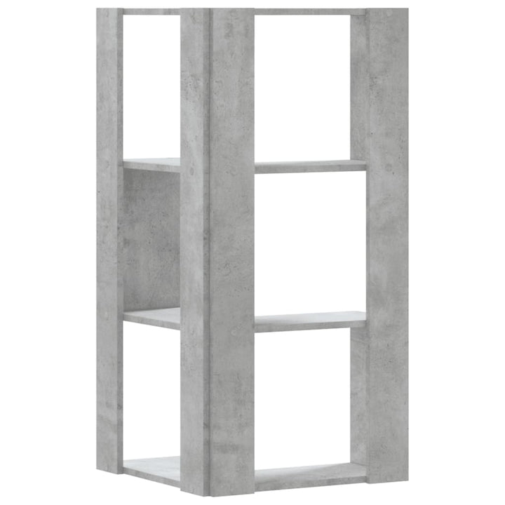 bogreol til hjørne 50x50x102cm 3hylder konstrueret træ betongrå