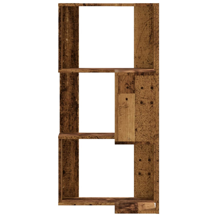 bogreol til hjørne 50x50x102 cm 3 hylder konstrueret træ
