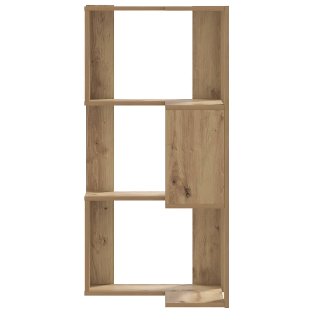 bogreol til hjørne 50x50x102 cm 3 hylder konstrueret træ egetræ