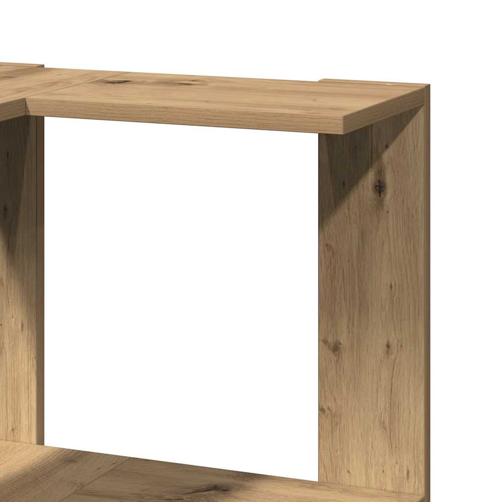 bogreol til hjørne 50x50x102 cm 3 hylder konstrueret træ egetræ