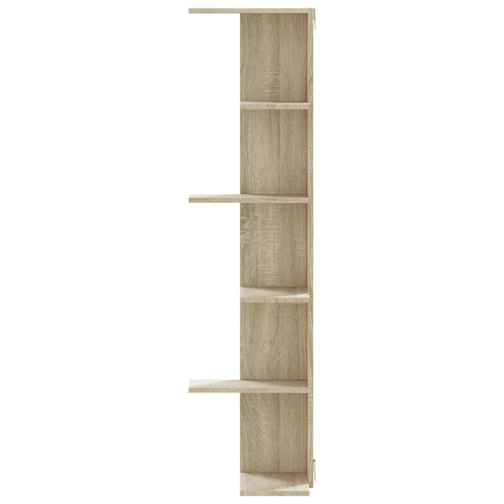 væghængt hjørnehylde 36,5x36,5x140 cm konstrueret træ sonoma-eg