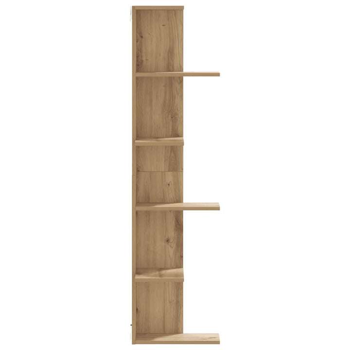 væghængt hjørnehylde 36,5x36,5x140 cm konstrueret træ eg