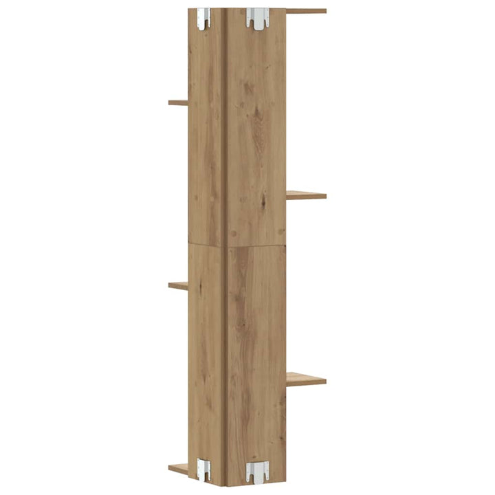væghængt hjørnehylde 36,5x36,5x140 cm konstrueret træ eg