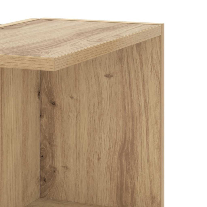væghængt hjørnehylde 36,5x36,5x140 cm konstrueret træ eg