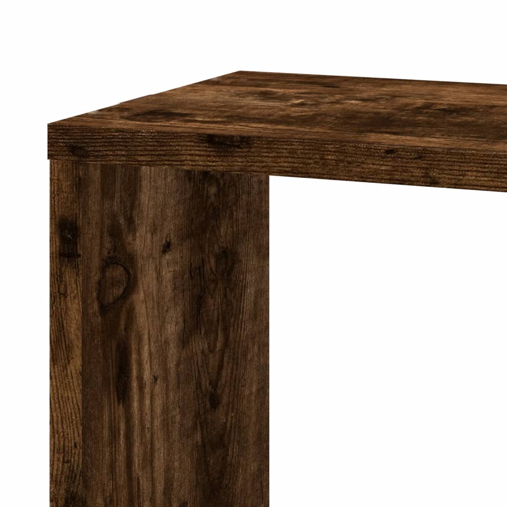 væghængt hjørnehylde 45x45x147 cm konstrueret træ røget egetræ