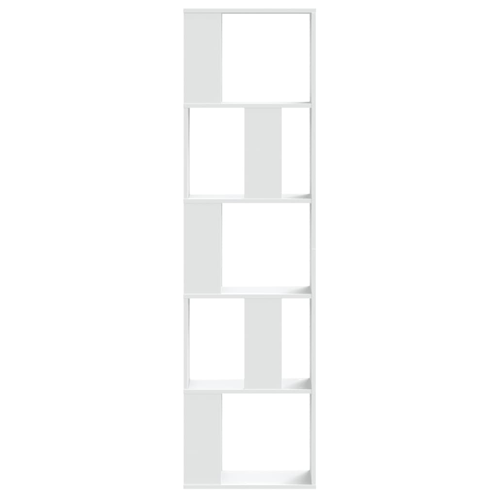 bogreol 45x23,5x162,5 cm 5 hylder konstrueret træ hvid