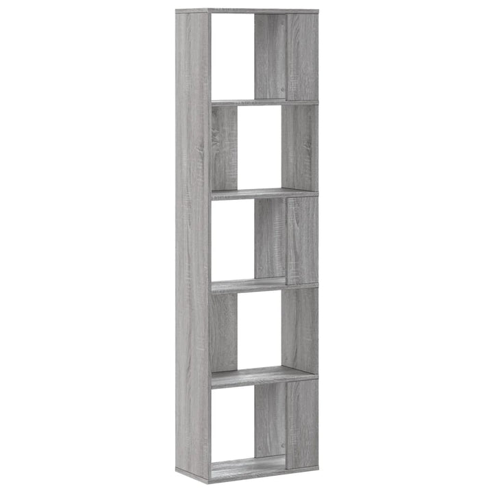 bogreol 45x23,5x162,5 cm 5 hylder konstrueret træ grå sonoma