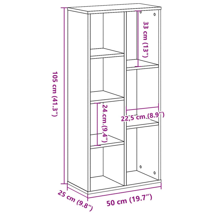 bogreol 50x25x105 cm konstrueret træ antikt træ