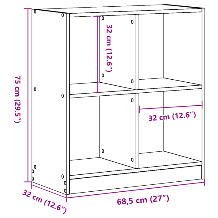 skab 68,5x32x75 cm konstrueret træ sonoma-eg
