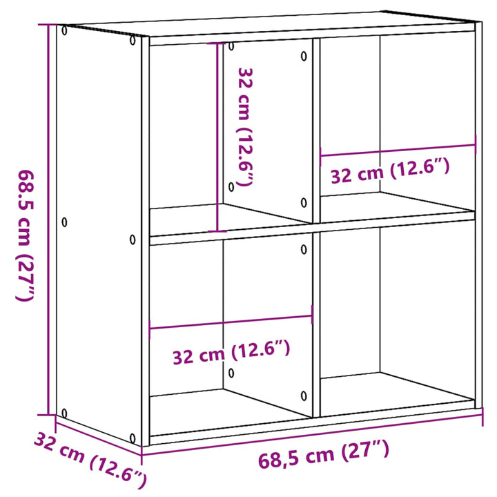 skab 68,5x32x68,5 cm konstrueret træ brun egetræsfarve
