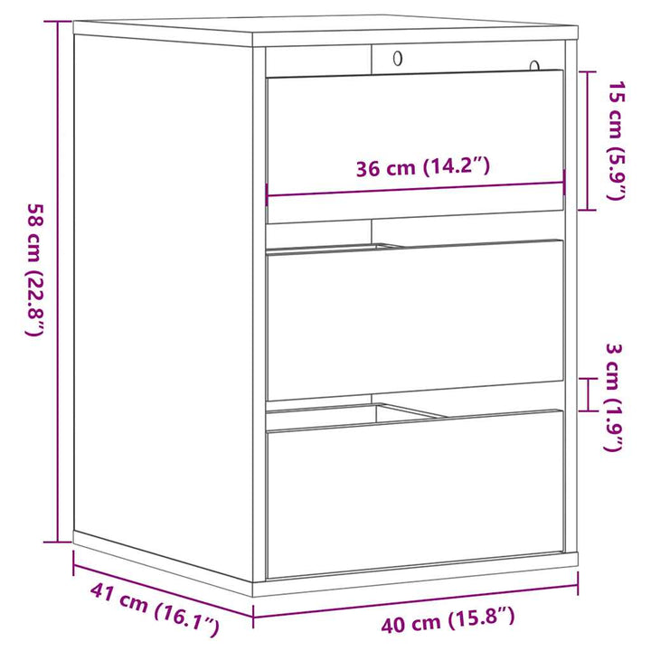 kommode til hjørne 40x41x58 cm konstrueret træ sonoma-eg