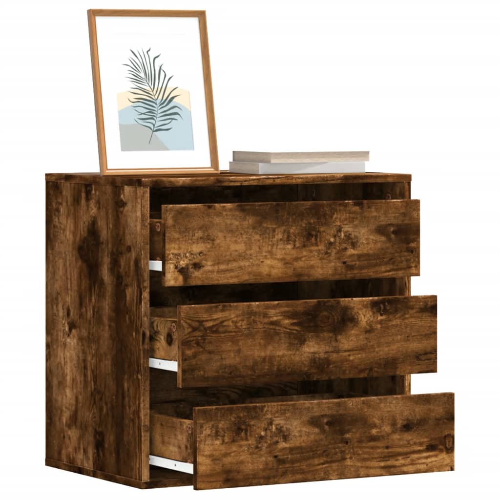 kommode til hjørne 60x41x58 cm konstrueret træ røget egetræ
