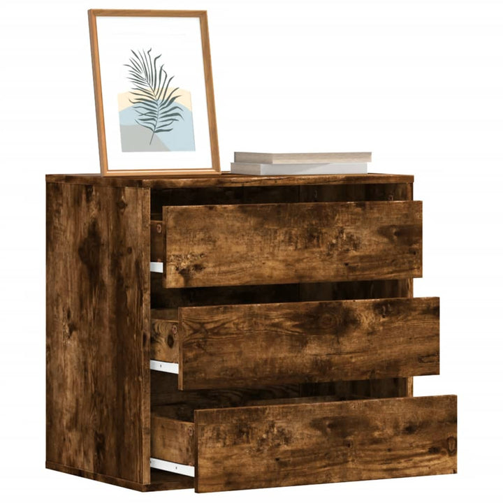 kommode til hjørne 60x41x58 cm konstrueret træ røget egetræ