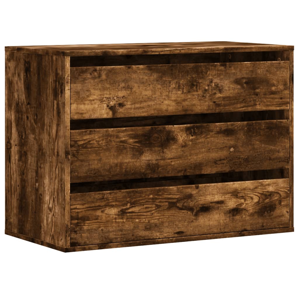kommode til hjørne 80x41x58 cm konstrueret træ røget egetræ