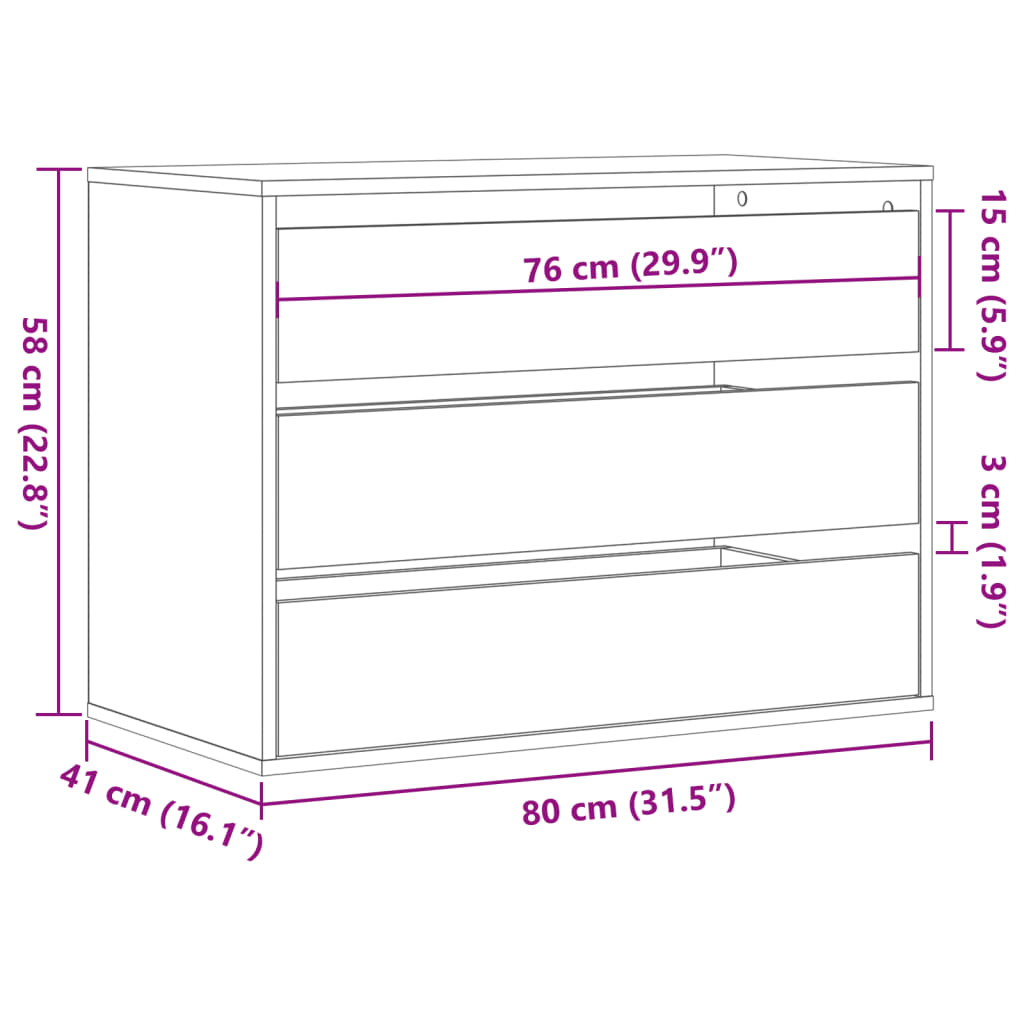 kommode til hjørne 80x41x58 cm konstrueret træ grå sonoma-eg