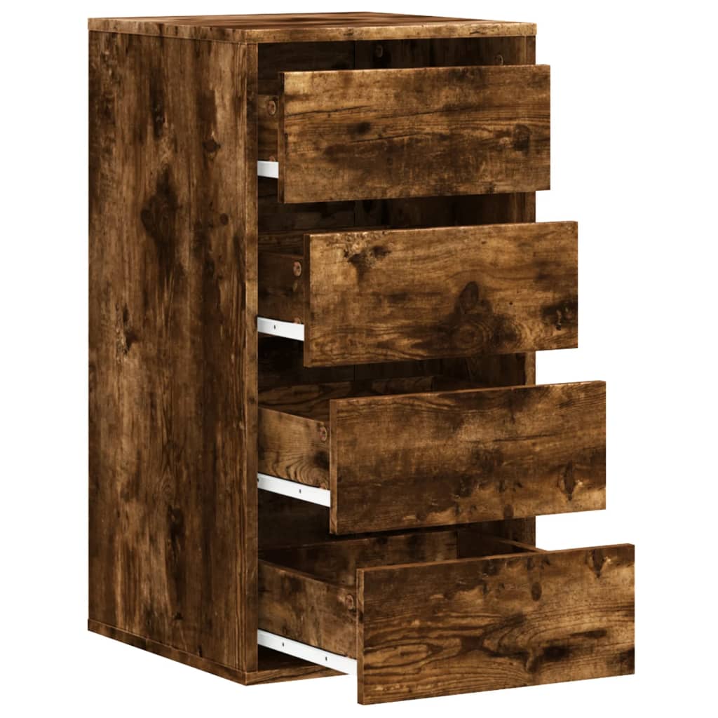 kommode til hjørne 40x41x76 cm konstrueret træ røget egetræ