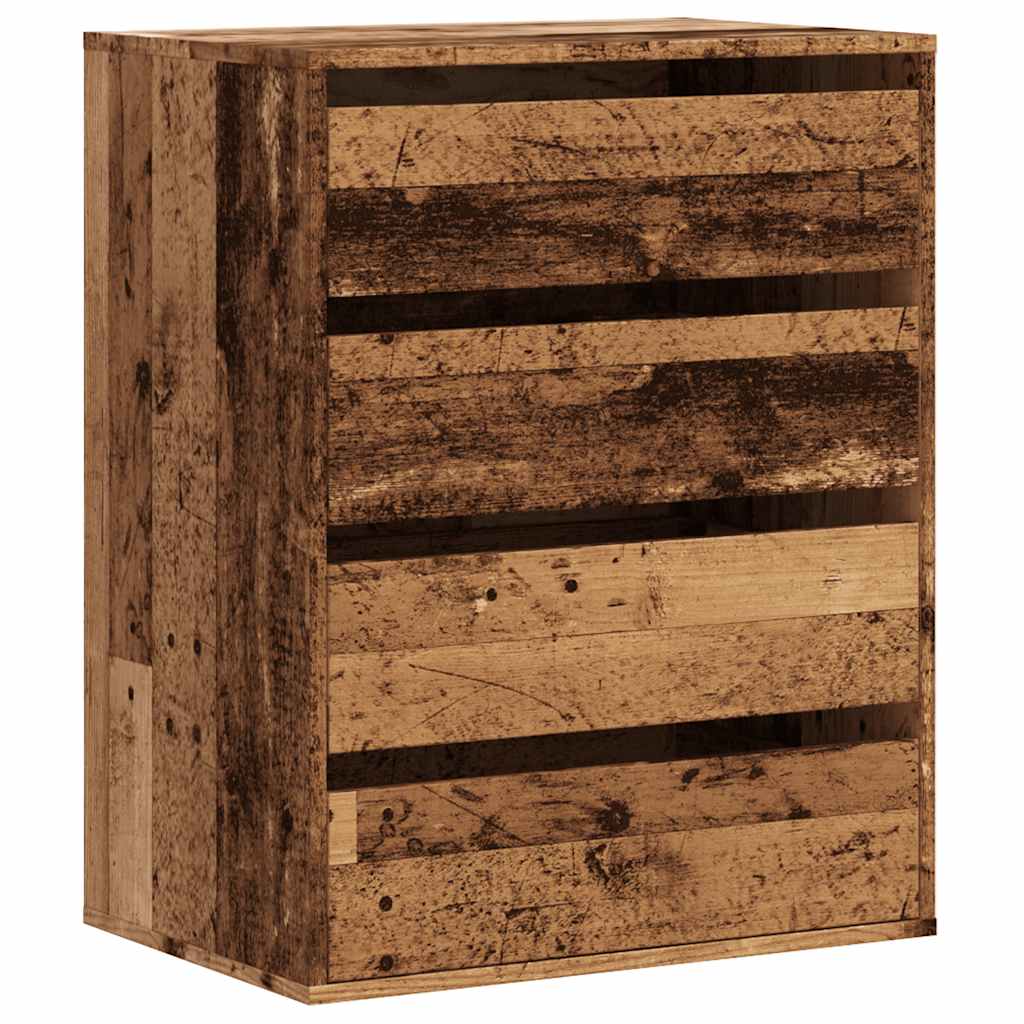 kommode til hjørne 60x41x76 cm konstrueret træ antikt træ