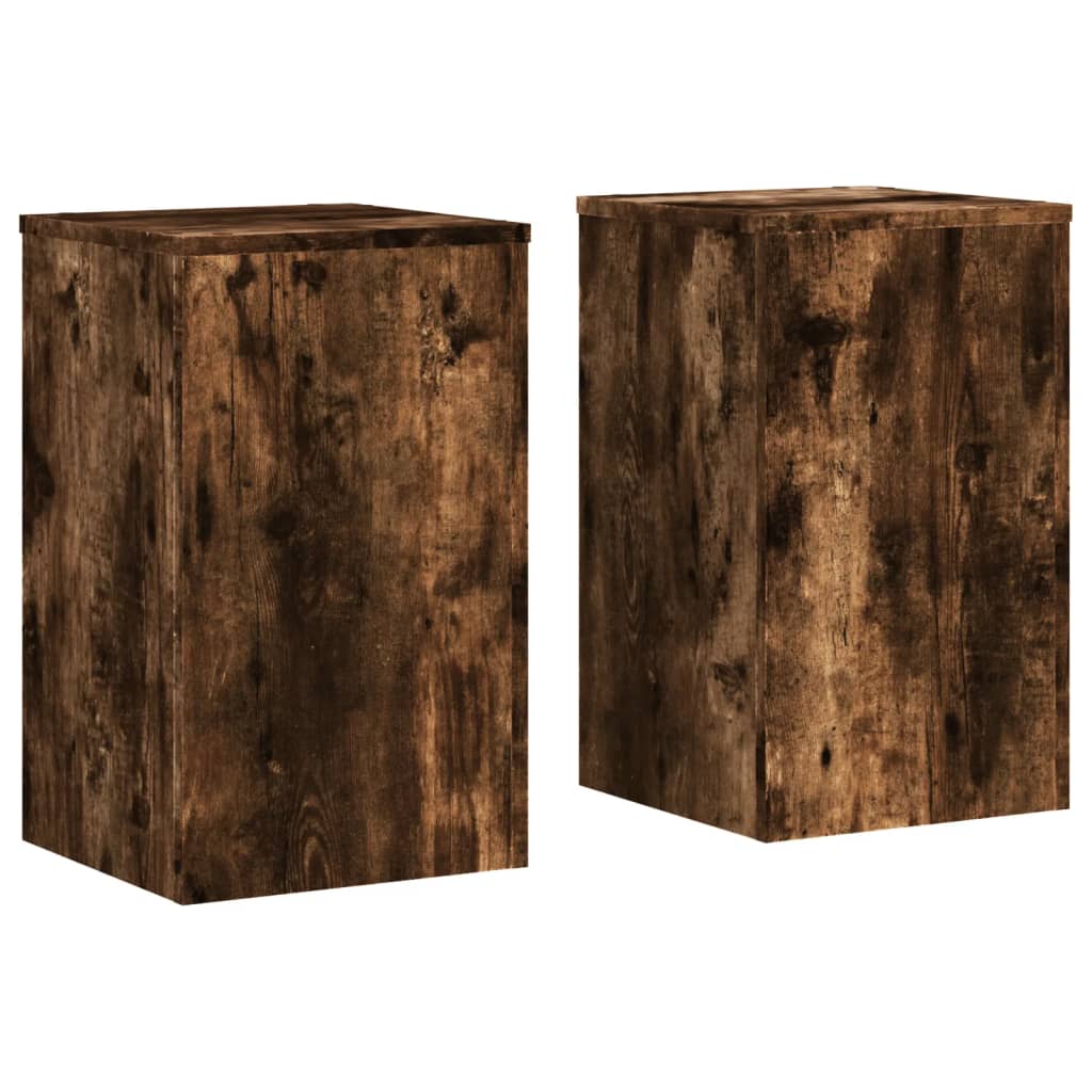 plantestativer 2 stk. 30x30x50 cm konstrueret træ røget eg
