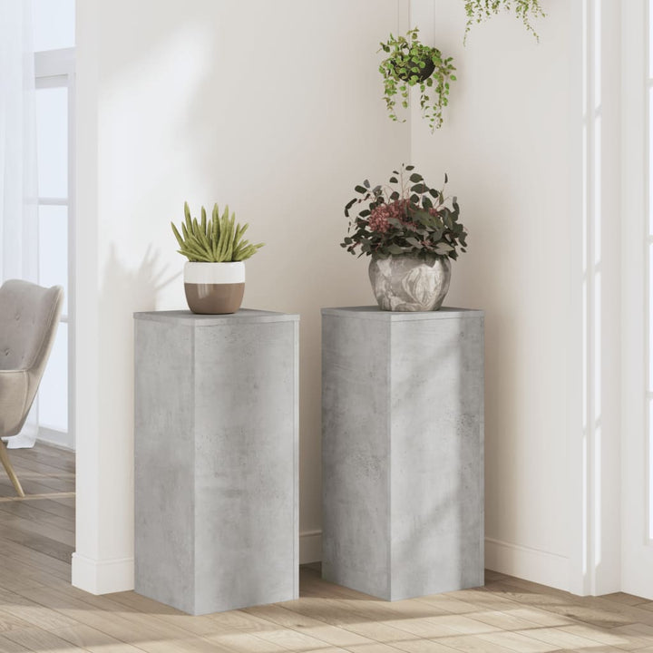 plantestativer 2 stk. 30x30x70 cm konstrueret træ betongrå